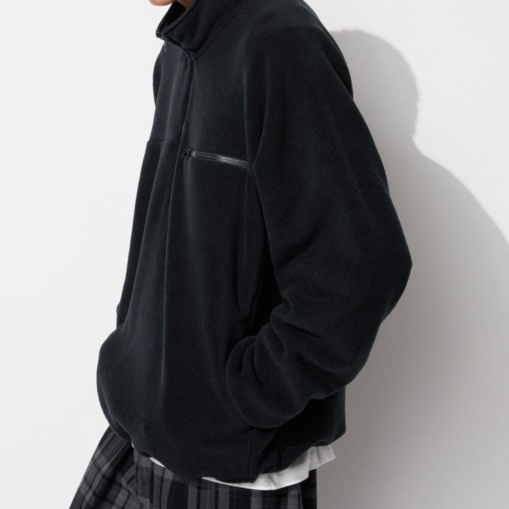 Uniglo Fleece Half-Zip Oversized Pullover Men L Black